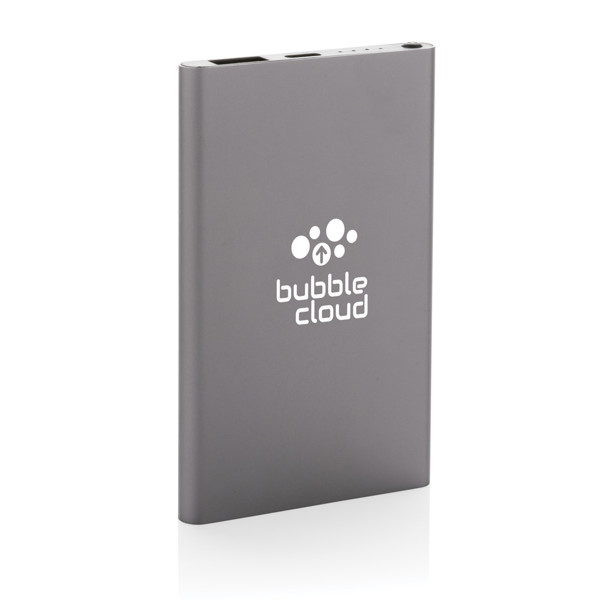 Powerbanka 4000mAh s USB C z RCS recykl. plastu a hliníka - Antracitová