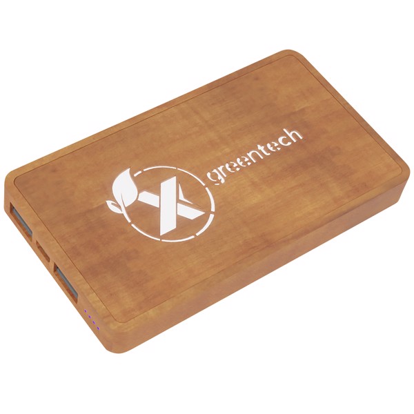 Power bank per ricarica wireless in legno da 5000 mAh con logo luminoso SCX.design P38