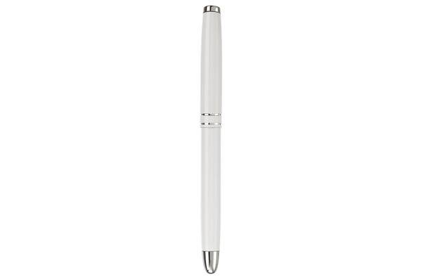 Pen set 2 stripes barrel metal - White