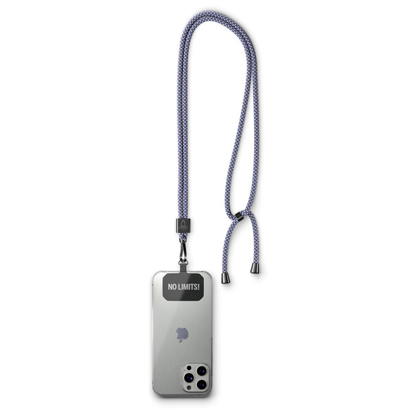 Moderno cordão cruzado para telemóvel em poliéster - Charcoal Grey / Acessórios prateados