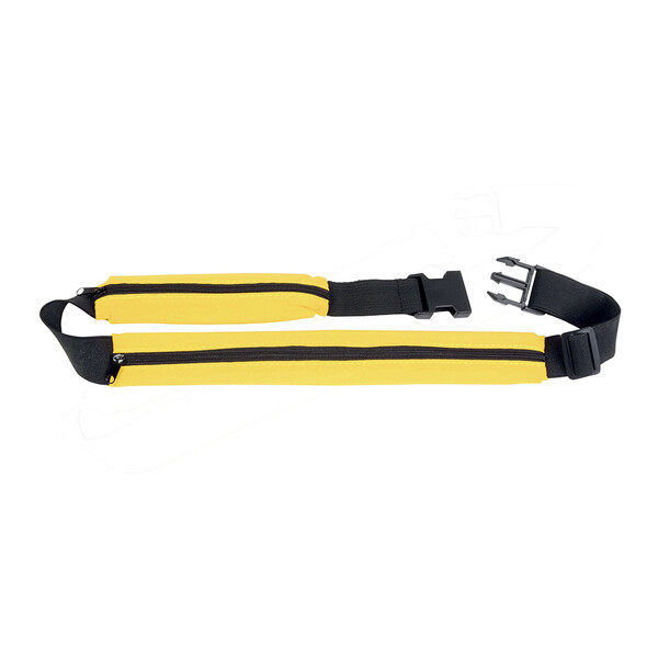 Slim, Spandex 2-Pocket Waist Bag With Adjustable Waist Strap And Clip Closure - Yellow