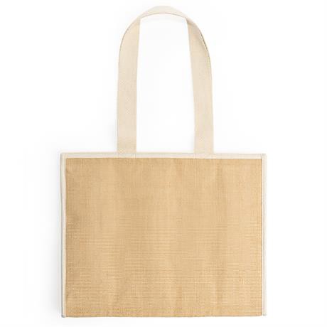 Bolsa nevera isotérmica personalizada de yute laminado 20 litros con bolsillo frontal