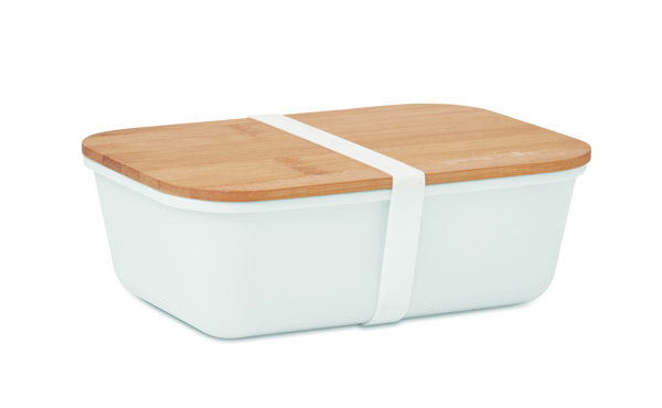 Lunch box with bamboo lid Thursday - White