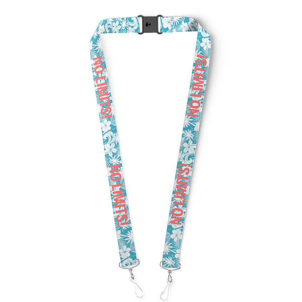 Polyester sublimation lanyard with 2 clips - 10mm width / J-hook / Safety breakaway