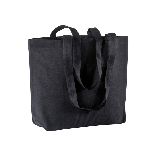 120 G/M2 Cotton Shopping Bag, Long Handles And Bottom Gusset - Black