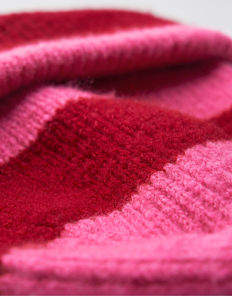 Colour Block Beanie - True Pink / Classic Red / ONE SIZE