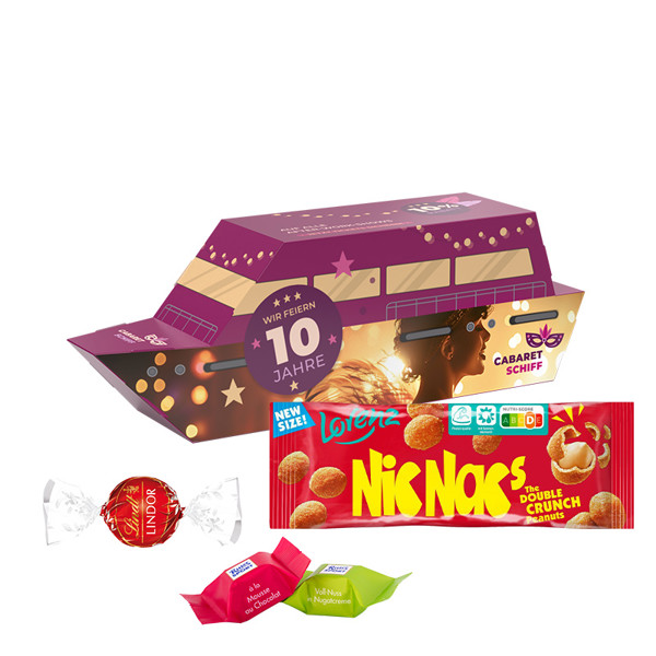 3D present ship, Lorenz nut & fruit | 1 bag Lorenz Nut & Fruit mix, 40 g