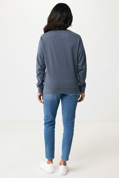 Pull à col rond en coton recyclé non teinté Iqoniq Denali - Heather Navy / XXL