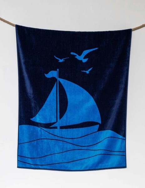 Olima „Sailing Boat” Yd Velour Beach Towel
