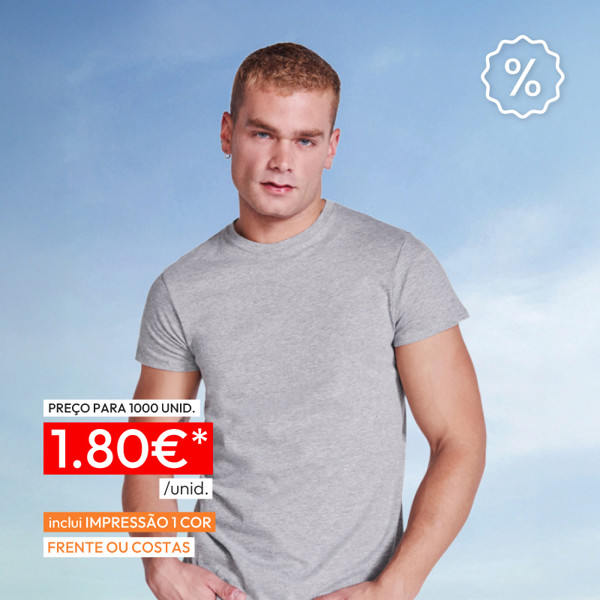 T-Shirt de Algodão Cor - Cinzento 