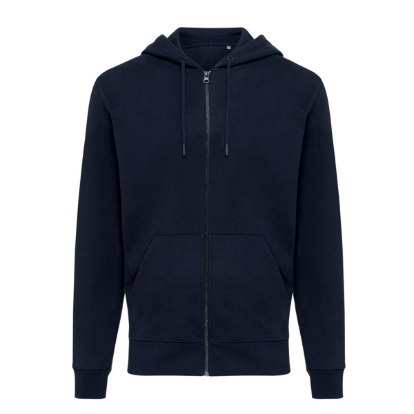 Mikina na zip s kapucí IQONIQ Abisko z recykl. bavlny - Námořní Modř / 5XL