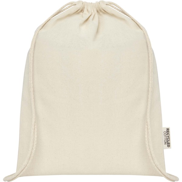 Borsa con cordoncino in cotone riciclato certificato GRS da 140 g/m² Oregon - Naturale