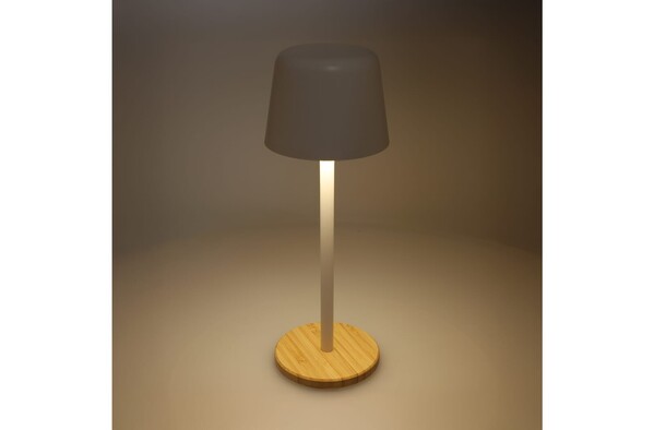 Lampe de table Solis à intensité variable avec pied en bambou - Blanc