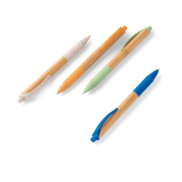 KUMA. Bamboo ball pen with non-slip clip - Orange