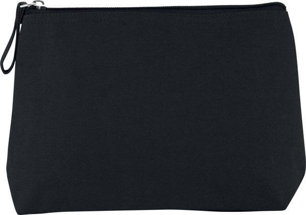 Toiletry Bag In Cotton Canvas - Black
