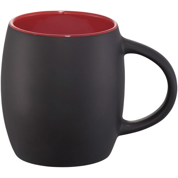 Keramična skodelica z lesenim pokrovom Hearth 400 ml - Črna / rdeča barva
