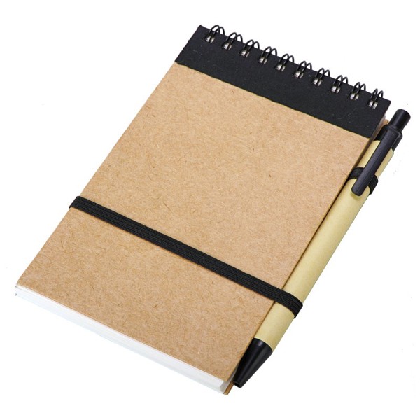 Kraft notepad with ballpen - Black / Beige