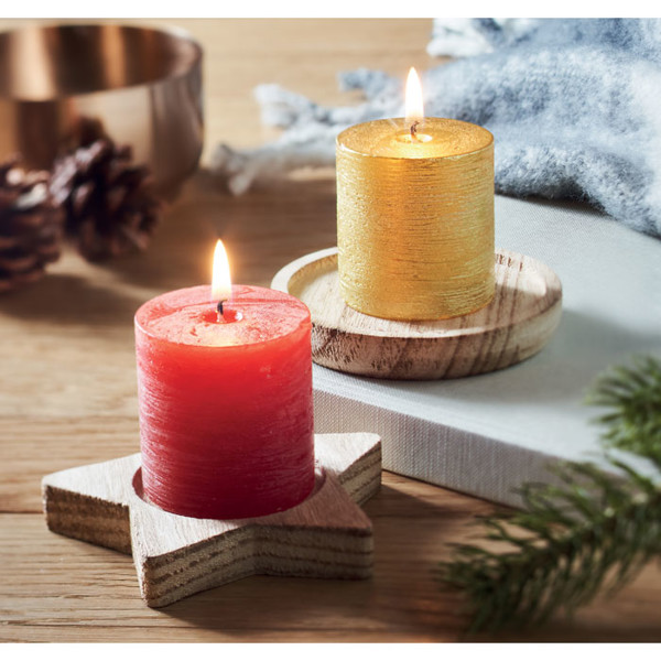 Candle on round wooden base Pentas - Wood