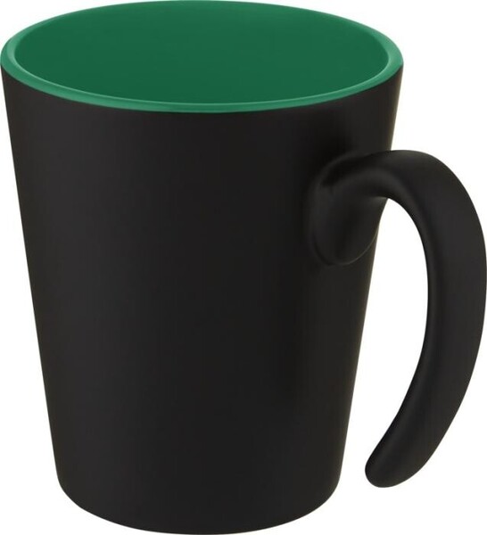 Chávena de cerâmica de 360 ml com cabo Oli - Verde / Preto 