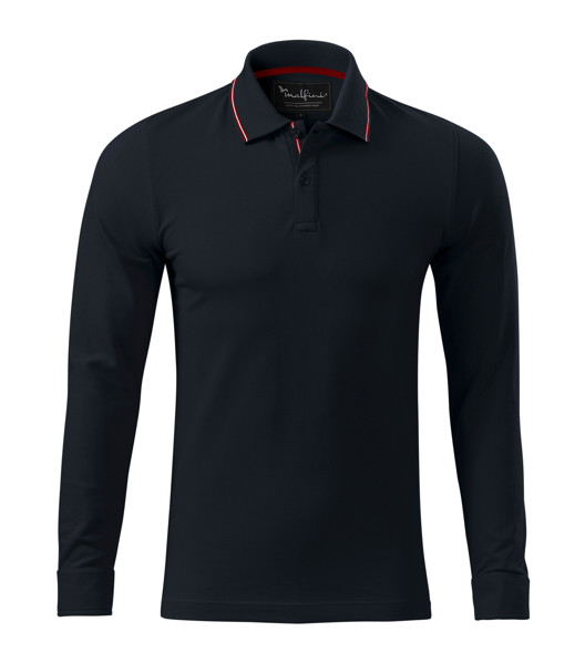 Polokošile Pánská Malfini Premium® Contrast Stripe Ls - Dark Navy / S