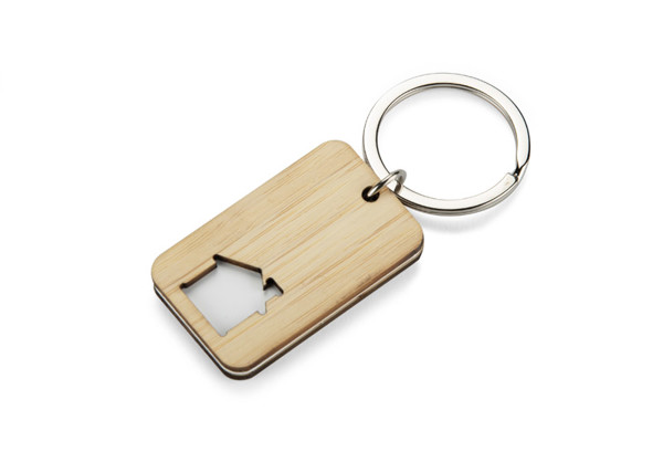 Bamboo keychain CARVE - white
