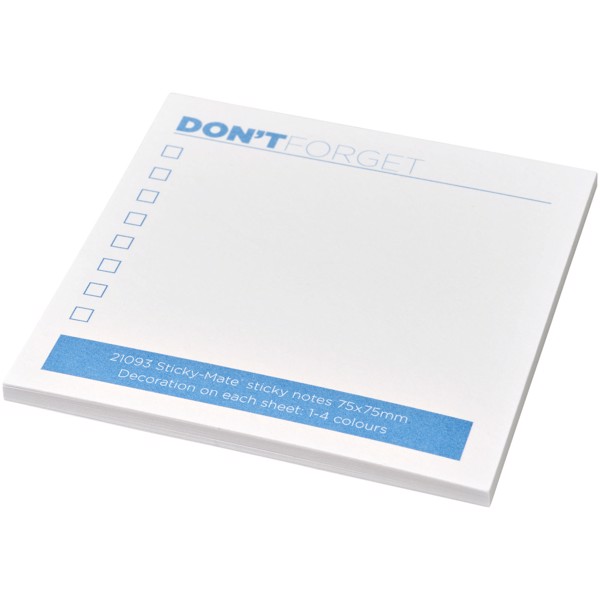 Sticky-Mate® Firkantet memoblok 75x75mm - Lyseblå / 50 pages