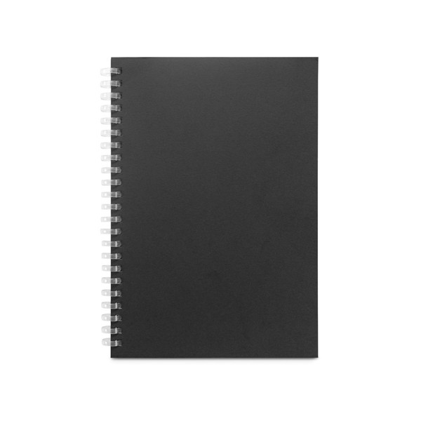 SCHILLER. A5 notepad with flexible cover, made from 100% recycled paper - Black