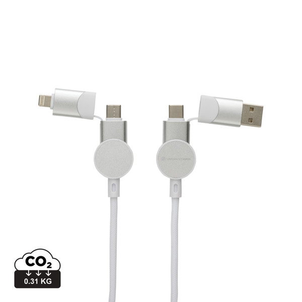 Oakland RCS recycled plastic 6-in-1 fast charging 45W cable - White