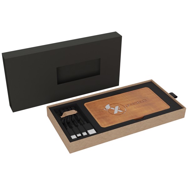 Power bank per ricarica wireless in legno da 5000 mAh con logo luminoso SCX.design P38