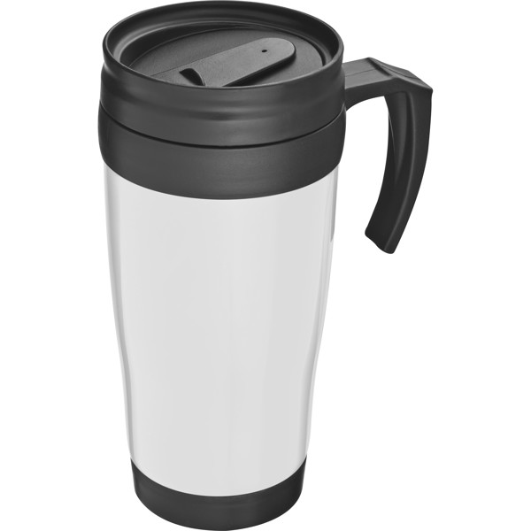 Plastic thermal travel mug – 400 ml JOYCE - White
