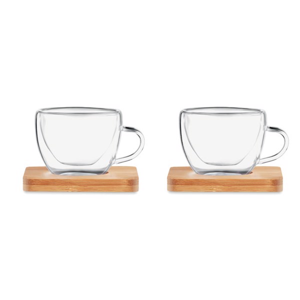 Set kozarcev za espresso Belize, 60 ml, bambusovi krožniki