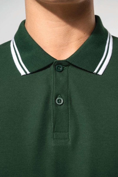 MUŠKA POLO MAJICA KRATKIH RUKAVOVA S KONTRASTNIM OBRUČKOM - Bijela / Crna / 2XL