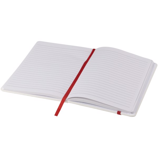 Carnet de notes blanc A5 Spectrum avec élastique de couleur - Blanc / Rouge
