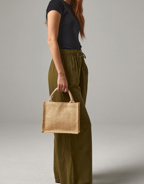 Shimmer Jute Mini Gift Bag - Natural / Gold / ONE SIZE
