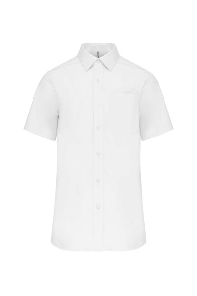 Men's Short-Sleeved Cotton Poplin Shirt - White / M