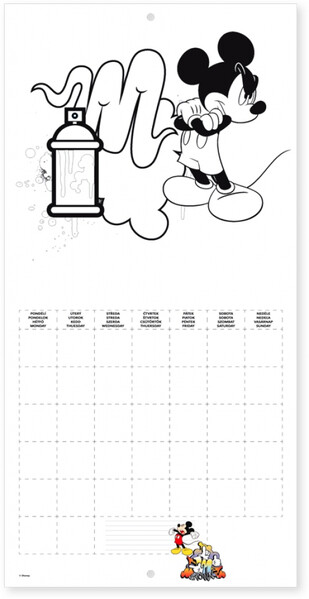 Poznámkový Kalendár Mickey Mouse – Diy: Maľovankový Kalendár, 30 x 30 cm