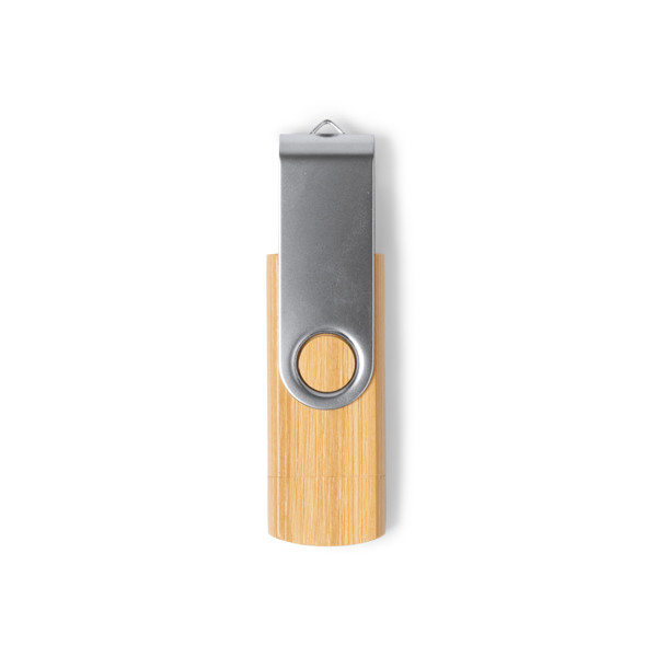 Personalised bamboo USB flash drive 32 GB with dual USB-A and Type-C connector