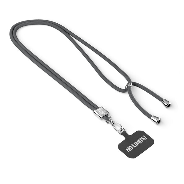 Moderno cordão cruzado para telemóvel em poliéster - Charcoal Grey / Acessórios prateados