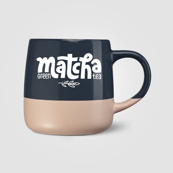 Mug Atlas, céramique, design à blocs de couleur - 445 ml - Bleu marine / Sérigraphie
