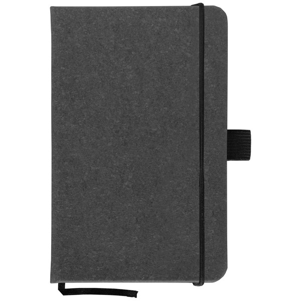 Carson 130 x 80 mm  Recycled Leather PU Notebook - Black / Silkscreen