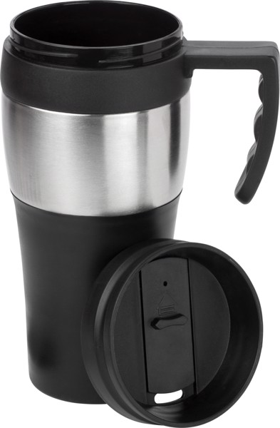 Caneca de viagem em aço inoxidável e PP Karina