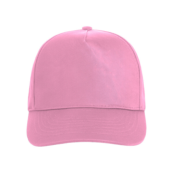 Cotton 5-Panel Cap With 2 Mm-Thick Visor, Embroidered Eyelets And Adjustable Velcro Strap - Pink