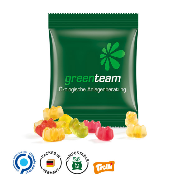 Minitüte 10G, Fruchtgummi Standardformen, Weiß / Trolli Fruchtgummi Flugzeuge, 10% Fruchtsaft, 10 G / Folie, Weiß