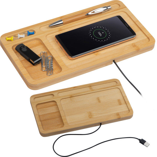Wireless charging desk pad ISABELLE - Beige