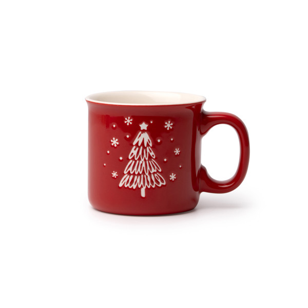 Personalised ceramic mug 260 ml with christmas tree relief design