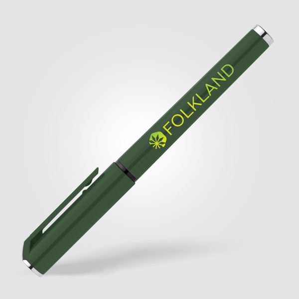 Stylo gel monochrome Islander en plastique recyclé - Vert Forêt / Jet d’encre 4 couleurs