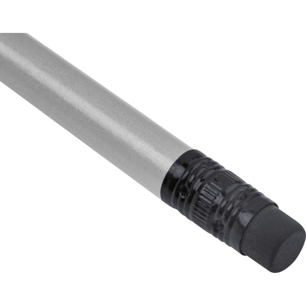 Pencil with eraser in metallic colors JAMES - Silver