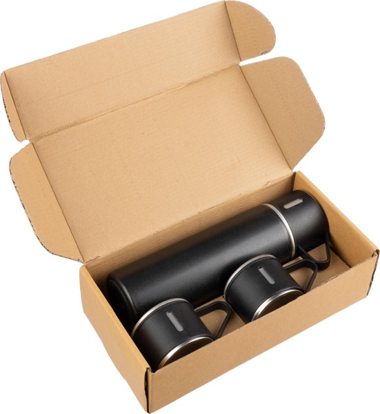 Conjunto de garrafa e copos de parede dupla de aço inoxidável (420ml) Herbert - prata