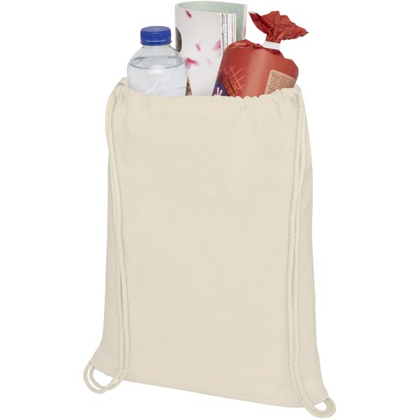 Oregon 100 g/m² cotton drawstring bag 5L - Natural