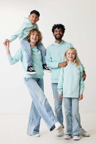 IQONIQ Yengo kids recycled cotton hoodie with sidepockets - Crushed Mint / 34